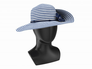 Store display mannequin head with Floppy hat and flower Modelo 3D