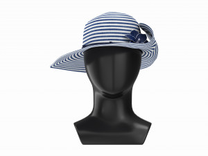 Store display mannequin head with Floppy hat and flower 3D Model