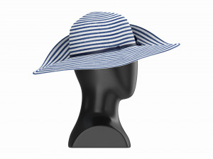 Store display mannequin head with Floppy hat and flower 3D Model