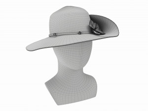 Store display mannequin head with Floppy hat and flower 3D Model