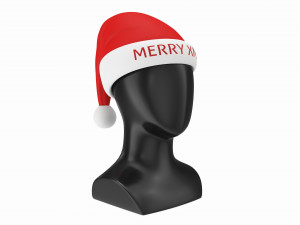 Store display mannequin head with Santa hat Modelo 3D