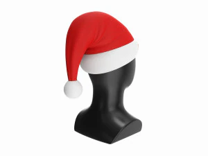 Store display mannequin head with Santa hat 3D Model