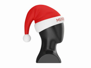 Store display mannequin head with Santa hat 3D Model