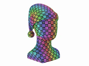 Store display mannequin head with Santa hat 3D Model