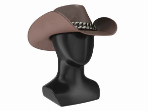 Testa di manichino da esposizione per negozio con cappello da cowboy da donna Modello 3D