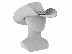 Store display mannequin head with Woman cowboy hat 3D Model