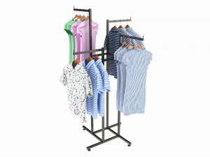 Store Adjustable 4-way Square Tube Clothing Rack 3D मॉडल