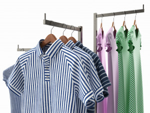 Store Adjustable 4-way Square Tube Clothing Rack 3D मॉडल