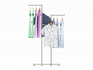 Store Adjustable 4-way Square Tube Clothing Rack 3D मॉडल