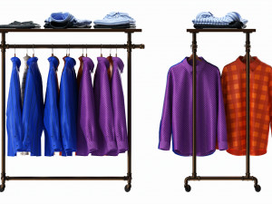 Store display clothing double bar rack system 3D मॉडल