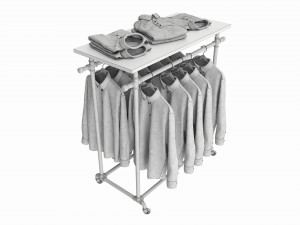Store display clothing double bar rack system 3D मॉडल
