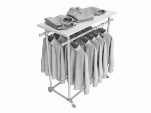 Store display clothing double bar rack system 3D Model