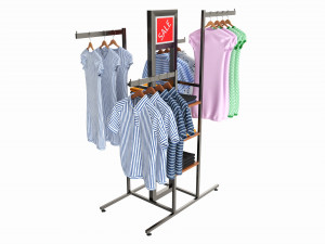 Store 4-way Square Tube Clothing Rack Modello 3D