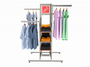 Store 4-way Square Tube Clothing Rack Modello 3D