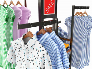 Store 4-way Square Tube Clothing Rack Modello 3D