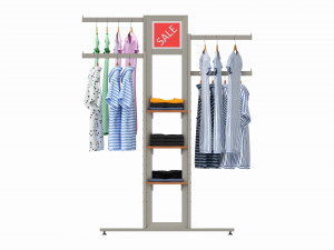Store 4-way Square Tube Clothing Rack Modello 3D
