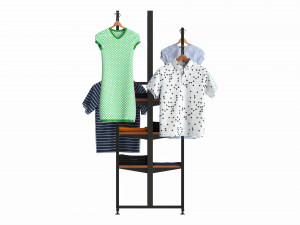 Store 4-way Square Tube Clothing Rack Modello 3D