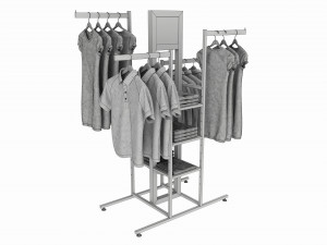 Store 4-way Square Tube Clothing Rack Modello 3D