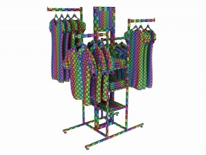 Store 4-way Square Tube Clothing Rack Modello 3D