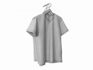 Clothing Classic V-neck Men T-shirts on Hanger Modèle 3D