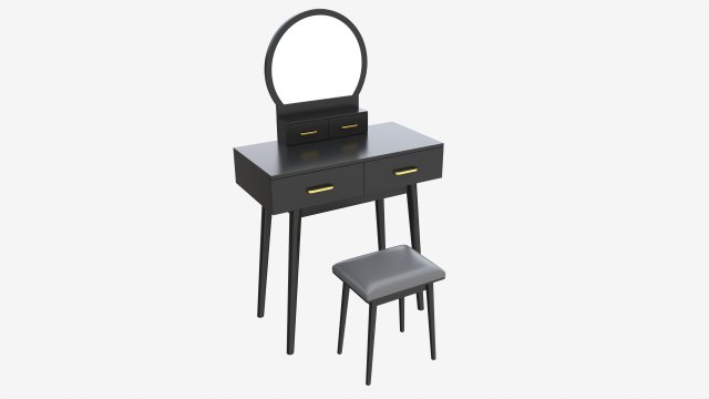Dresser Set with Stool and Mirror 3D Model .c4d .max .obj .3ds .fbx .stl .blend 