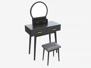 Dresser Set with Stool and Mirror 3Dモデル