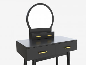 Dresser Set with Stool and Mirror 3D Model