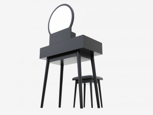 Dresser Set with Stool and Mirror 3D Model
