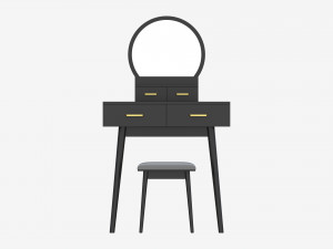 Dresser Set with Stool and Mirror 3D Model
