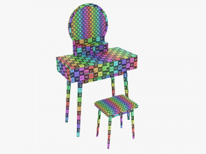 Dresser Set with Stool and Mirror 3D Model