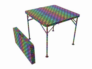Mesa de acampamento dobr&aacute;vel dobrada e desdobrada Modelo 3D