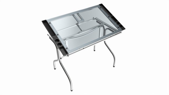 Folding glass top adjustable drafting table Model 3D .c4d .max .obj .3ds .fbx .stl .blend 