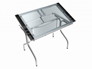Folding glass top adjustable drafting table 3D Model