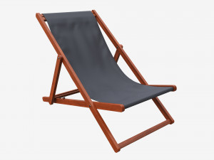 Folding outdoor wood deck chair 3D Model