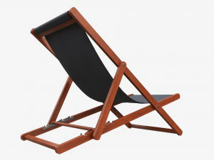 Folding outdoor wood deck chair 3D Model