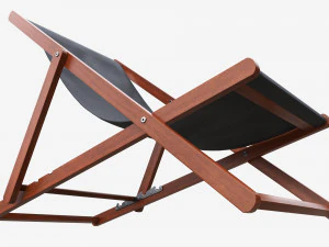 Folding outdoor wood deck chair 3D Model
