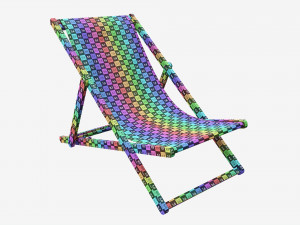 Folding outdoor wood deck chair 3D Model