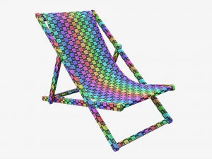 Folding outdoor wood deck chair 3D Model