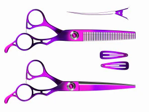 Hair Cutting Thinning Scissors Set Colorful 3D Model