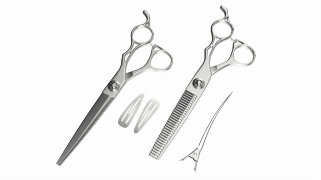 Hair Cutting Thinning Scissors Set Steel 3Dモデル .c4d .max .obj .3ds .fbx .stl .blend 
