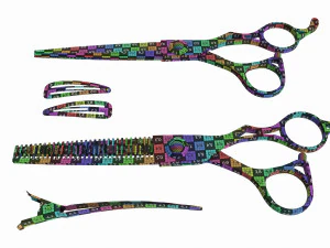 Hair Cutting Thinning Scissors Set Steel 3D Model