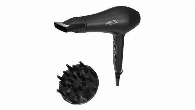 Hair Dryer with Accessories 3D Model .c4d .max .obj .3ds .fbx .stl .blend 
