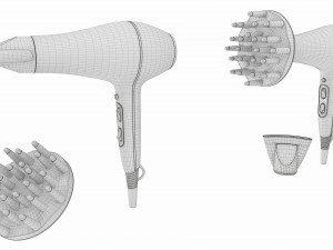 Hair Dryer with Accessories 3D Model