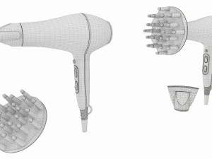 Hair Dryer with Accessories 3D Model