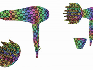 Hair Dryer with Accessories 3D Model