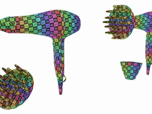 Hair Dryer with Accessories 3D Model