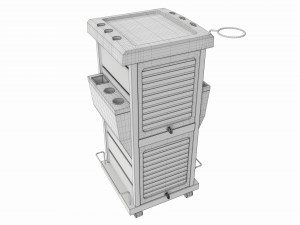 Hair Salon Trolley Rolling Cart with Drawers 3D मॉडल