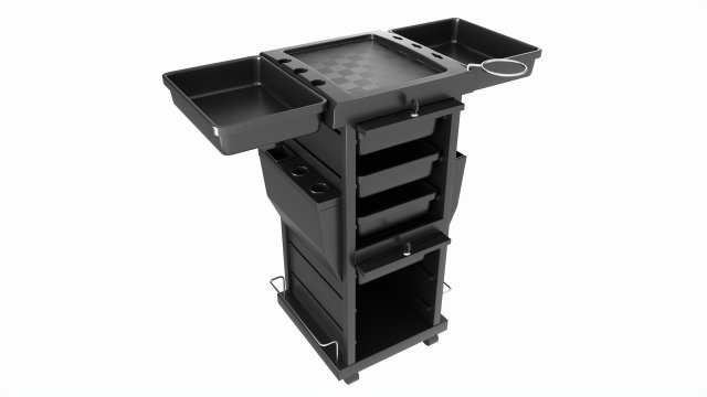 Hair Salon Trolley Rolling Cart with Drawers Attached 3D 모델 .c4d .max .obj .3ds .fbx .stl .blend 