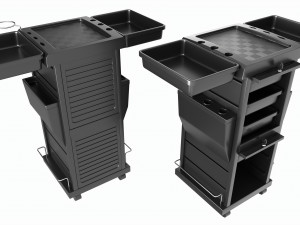Hair Salon Trolley Rolling Cart with Drawers Attached 3D 모델