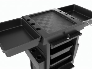 Hair Salon Trolley Rolling Cart with Drawers Attached 3D 모델